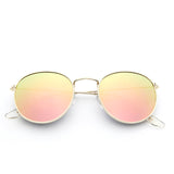 Gold Metal Frame Sunglasses Women Mirror Round Sun Glasses Coating Reflective Retro Sun Glasses Brand Designer Trend Eyewear