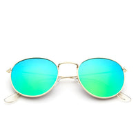 Gold Metal Frame Sunglasses Women Mirror Round Sun Glasses Coating Reflective Retro Sun Glasses Brand Designer Trend Eyewear