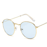 Gold Metal Frame Sunglasses Women Mirror Round Sun Glasses Coating Reflective Retro Sun Glasses Brand Designer Trend Eyewear