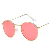 Gold Metal Frame Sunglasses Women Mirror Round Sun Glasses Coating Reflective Retro Sun Glasses Brand Designer Trend Eyewear