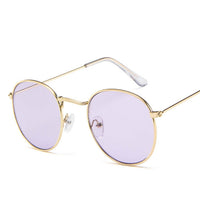 Gold Metal Frame Sunglasses Women Mirror Round Sun Glasses Coating Reflective Retro Sun Glasses Brand Designer Trend Eyewear