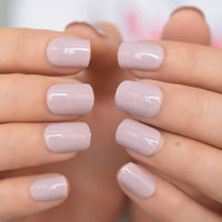 Pale Brown False Ongle Fake Nails Short Acrylic Nails Pink Full Cover Press On Nails 24 pcs For Women Finger