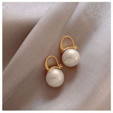 2021 New Fashion Korean Oversized White Pearl Drop Earrings for Women Bohemian Golden Round Zircon Wedding Earrings Jewelry Gift