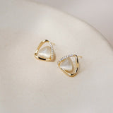 New Korean Arrival Metal Trendy Fresh Lovely Sweet Grey Leaf Stud Earrings For Women Fashion Jewelry