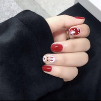 24pcs Short Christmas False Nails With Glue Snowflake Elk Fake Nail Detachable Halloween Press On Nail Tips Nail Art Decoration