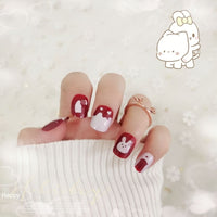 24pcs Short Christmas False Nails With Glue Snowflake Elk Fake Nail Detachable Halloween Press On Nail Tips Nail Art Decoration