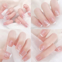 24pcs Natural Temperament French Simple Short Style Acrylic Classical Fake Nails With Glue DIY Art Manicure Products