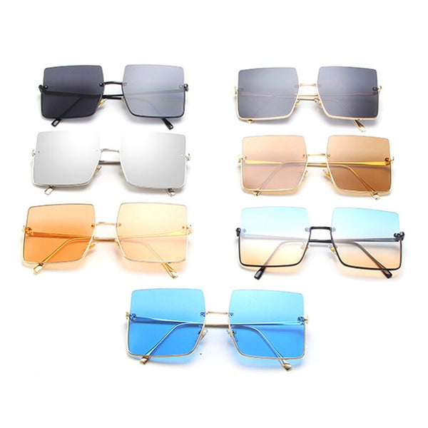 Square Rimless Sunglasses Women Luxury Glasses Women/Men Retro Brand Eyeglasses Women Metal Gafas De Sol Mujer