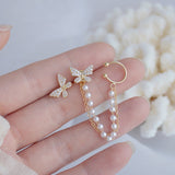 Korean Elegant Cute Rhinestone Butterfly Stud Earrings For Women Girls Fashion Metal Chain Boucle D&#39;oreille Jewelry Gifts