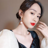 Korean temperament pearl earring female long money eardrop web celebrity temperament girl contracted earring for women earrings