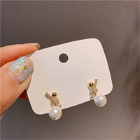 Korean temperament pearl earring female long money eardrop web celebrity temperament girl contracted earring for women earrings