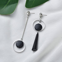 Korean Fashion Geometric Long Asymmetry Earring Rhinestone Circle Ear Stud New Acrylic Big Earrings jewelry