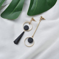 Korean Fashion Geometric Long Asymmetry Earring Rhinestone Circle Ear Stud New Acrylic Big Earrings jewelry