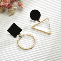 Korean Fashion Geometric Long Asymmetry Earring Rhinestone Circle Ear Stud New Acrylic Big Earrings jewelry