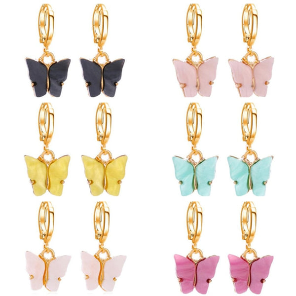 Beautiful Korean Butterfly Earring swing gold drop earrings for woman 2022 aesthetic sands girl jewelry