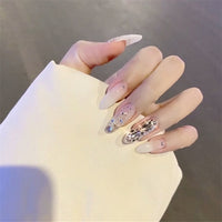 24Pcs Luxe Shining Rhinestone Wedding False Nails Transparent Glitter Gems Crown Designed Square Full Short Fake Art Bride