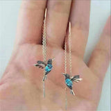 1 Pair Unique Long Drop Earrings Bird Pendant Tassel Crystal Pendant Earrings Ladies Jewelry Design 2 Colors Hummingbird Earring