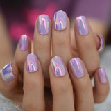 Ombre Butterfly False Nails Sparkly Holographic Glitter Nails Press On Short Reusable Fingernail With Glue Sticker Nageltips