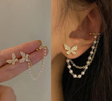 1PC 2021 New Fashion Gold Color Moon Star Clip Earrings For Women Simple Fake Cartilage Long Tassel Ear Cuff Jewelry