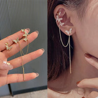 1PC 2021 New Fashion Gold Color Moon Star Clip Earrings For Women Simple Fake Cartilage Long Tassel Ear Cuff Jewelry