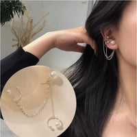 1PC 2021 New Fashion Gold Color Moon Star Clip Earrings For Women Simple Fake Cartilage Long Tassel Ear Cuff Jewelry