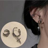 1PC 2021 New Fashion Gold Color Moon Star Clip Earrings For Women Simple Fake Cartilage Long Tassel Ear Cuff Jewelry