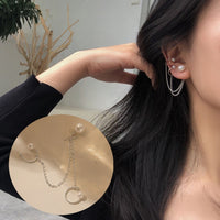 1PC 2021 New Fashion Gold Color Moon Star Clip Earrings For Women Simple Fake Cartilage Long Tassel Ear Cuff Jewelry