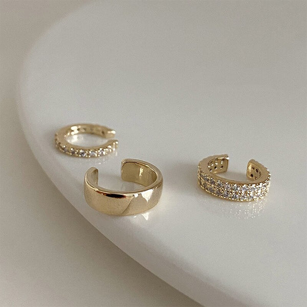 3pcs/Set Delicate Micro Pave Zircon Cute Clip Earrings Female Buckle EarCuff No Piercings Fake Cartilage Ear Jewelr