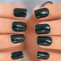 Short False Press On Nails Full Cover Artificial Acrylic Black Matte Faux Nails Tips Salon Quality Fake Gel Nails 24pcs