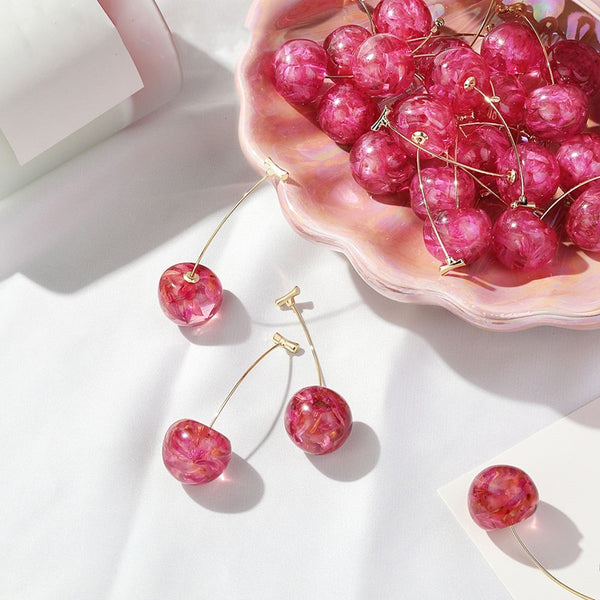 2022 New Arrival Acrylic Earring fashion Geometric fine Women Drop Earrings contracted sweet cherry modelling long earrings