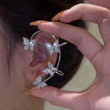 2022 Fahion Women&#39;s Earrings Ear Cuff Fine Sweet Shiny Zircon Four Butterfly Ear Bones Clip for Women Bijoux Jewelry Ear Clip