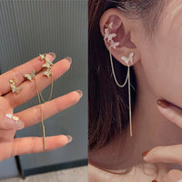 2022 Fahion Women&#39;s Earrings Ear Cuff Fine Sweet Shiny Zircon Four Butterfly Ear Bones Clip for Women Bijoux Jewelry Ear Clip