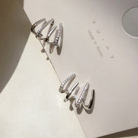 New contracted small Geometric metal Earrings Korean shiny crystal sweet fresh senior Women Stud Earrings