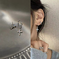 New contracted small Geometric metal Earrings Korean shiny crystal sweet fresh senior Women Stud Earrings