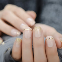 Dark Green False Nail Short Conifer Tree Form Nail French Designs For Sticking On Round Cream Nail Tips