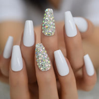 Short Artificial False Nails With Diamond Faux Ongles Decoration Fake Press On Nail Round Manicure Tools