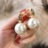 2022 New Korean Design Trendy Sweet Cute Pearl Stud Earrings For Women Fashion Chic Big Elegant Earring Party Jewelry