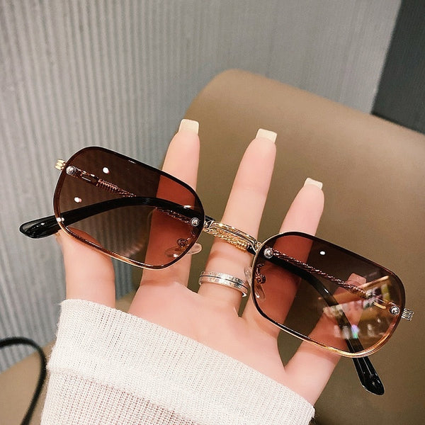 Rimless Square Sunglasses Women Vintage Eyewear for Women/Men Luxury Brand Glasses Women Retro Gafas De Sol Hombre