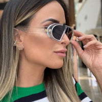 Retro Women Sunglasses Vintage Punk Sunglasses Oval Flat Top Sun Glasses Female Leopard Oculos De Sol Mujer UV400