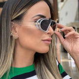 Retro Women Sunglasses Vintage Punk Sunglasses Oval Flat Top Sun Glasses Female Leopard Oculos De Sol Mujer UV400