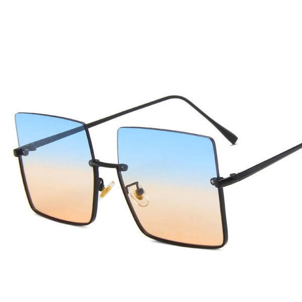 Oversized Rimless Sunglasses Women Luxury Square Glasses Women/Men Retro Eyeglasses Women Metal Gafas De Sol Mujer