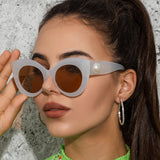 2022 Cateye Oversized Sunglasses Women Candy Pearls Glasses Women Luxury Brand Eyewear Mirror Lentes De Sol Mujer