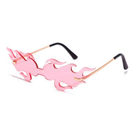 Oversized Fire Sunglasses Women Wave Flame Glasses Women/Men Oversized Rimless Eyewear Luxury Punk Gafas De Sol Mujer