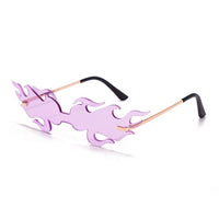 Oversized Fire Sunglasses Women Wave Flame Glasses Women/Men Oversized Rimless Eyewear Luxury Punk Gafas De Sol Mujer