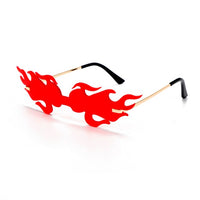 Oversized Fire Sunglasses Women Wave Flame Glasses Women/Men Oversized Rimless Eyewear Luxury Punk Gafas De Sol Mujer