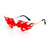 Oversized Fire Sunglasses Women Wave Flame Glasses Women/Men Oversized Rimless Eyewear Luxury Punk Gafas De Sol Mujer