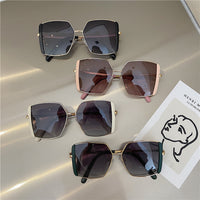 Trendy Square Sunglasses Men Women Vintage Metal Driving Sun Glasses Ladies Classic Polygon Eyewear Shades Gradient