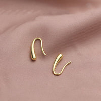 Fashion and simple female water drop pendant ear line Smooth Metal Hoop Earrings For Woman Korean Temperament Girl&#39;s Daily Wear