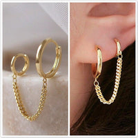 Fashion and simple female water drop pendant ear line Smooth Metal Hoop Earrings For Woman Korean Temperament Girl&#39;s Daily Wear