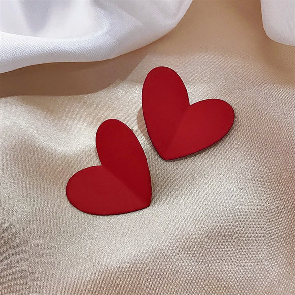 Dainty Red Heart Pendant Wedding Drop Earrings Minimalist Statement Gold Charm Earring Circle Fashion Street Style Earring